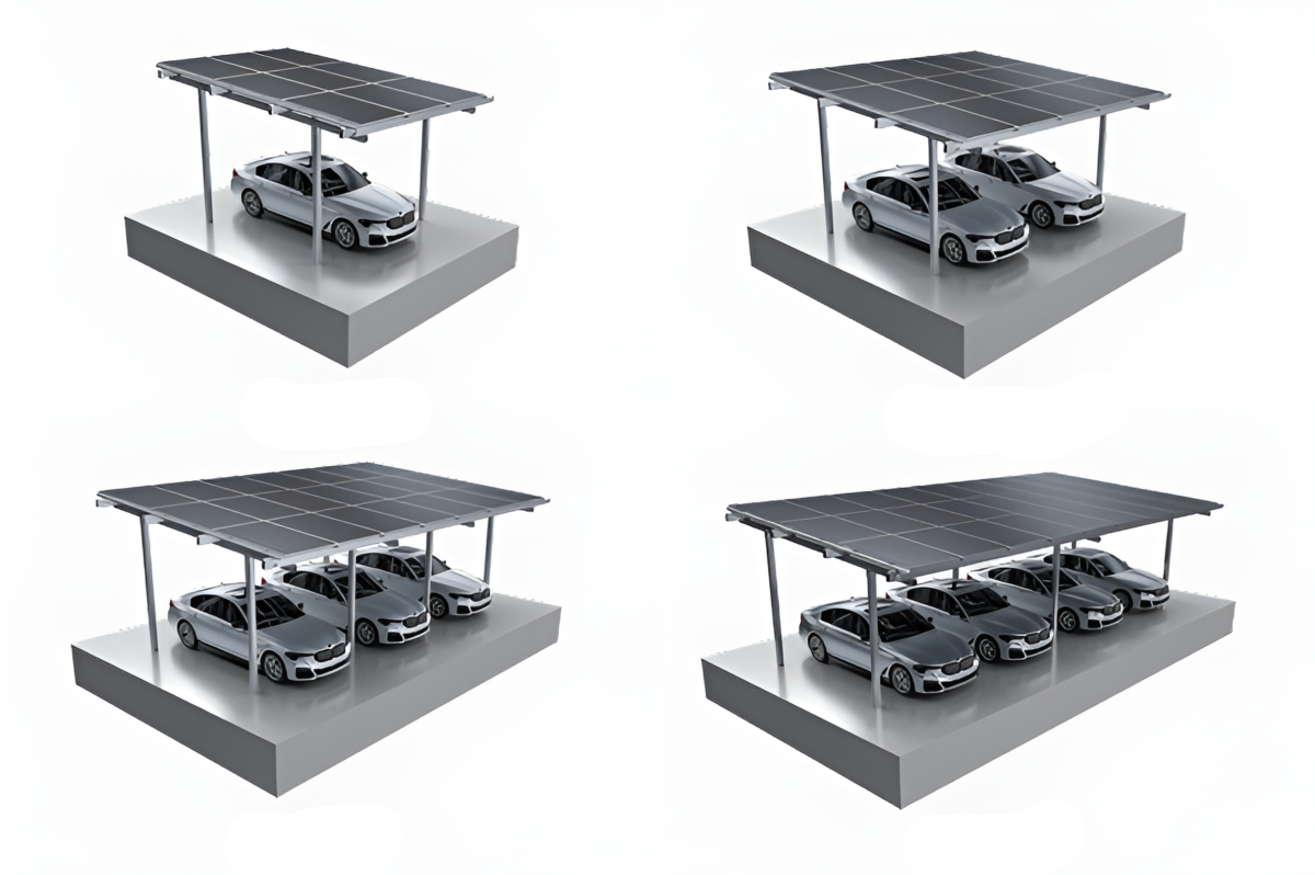 Solar Carport für Einzel- und Großparkplätze